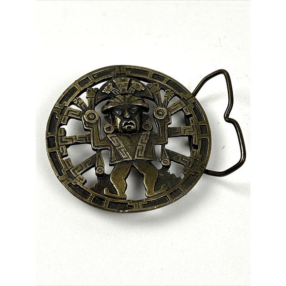 VINTAGE 1970s **HOPI DANCER** SOUTHWESTERN DESIGN BRASSTONE BELT BUCKLE - Picture 4 of 5